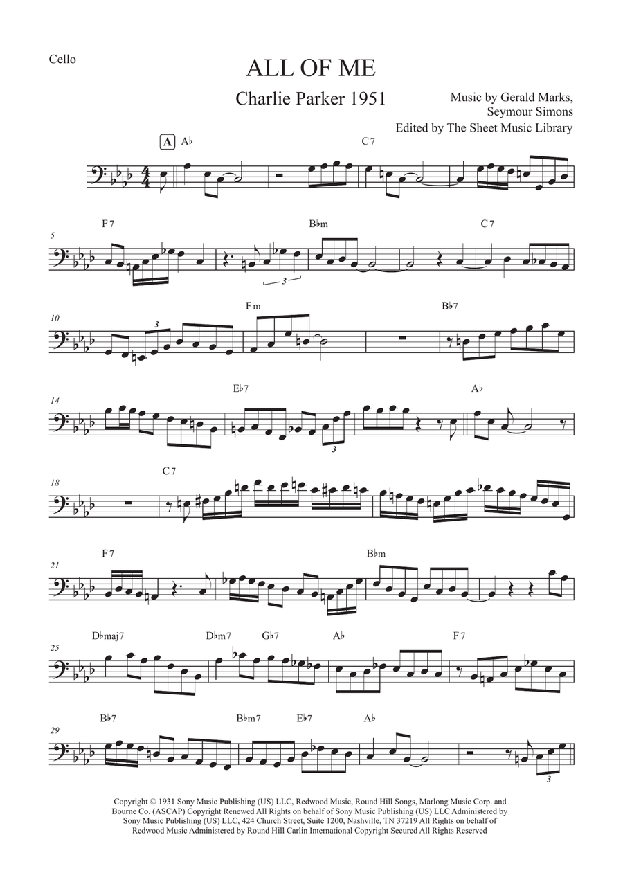 All Of Me All Of Me Cello Solo scores gallery preview page 1