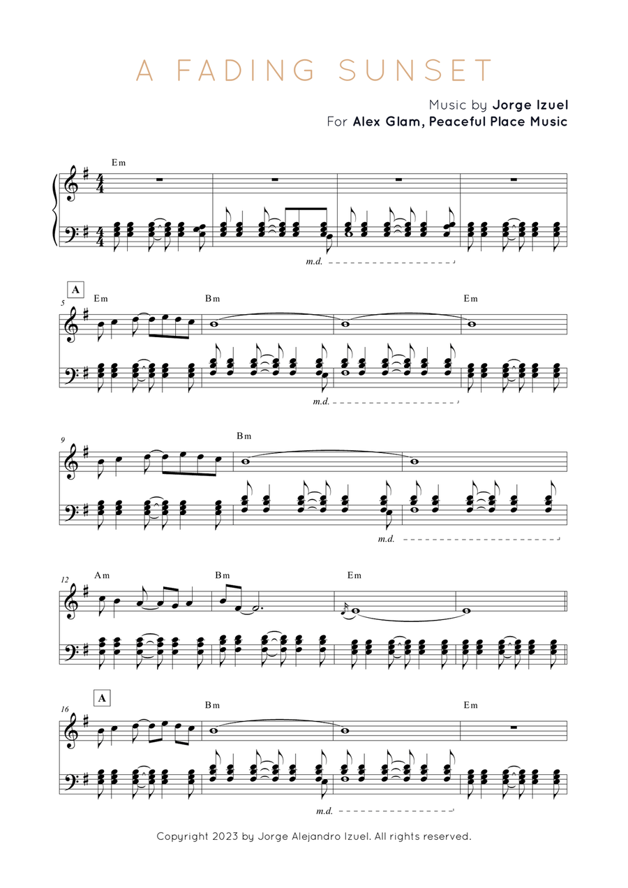 A Fading Sunset Piano, Vocal scores gallery preview page 3