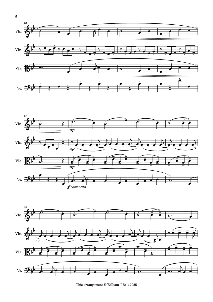 Stand up, stand up for Jesus (for string quartet) String Quartet scores gallery preview page 2