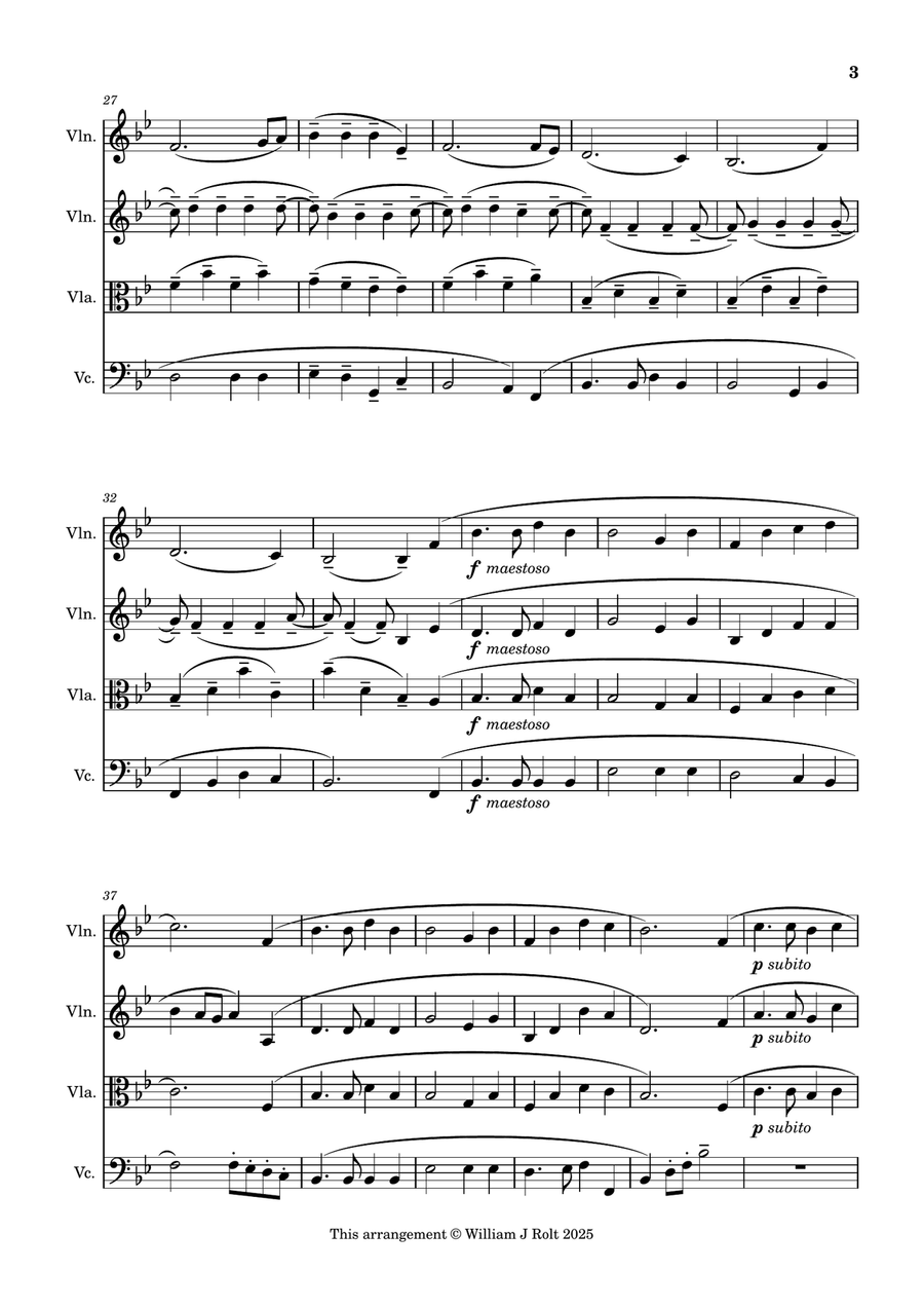 Stand up, stand up for Jesus (for string quartet) String Quartet scores gallery preview page 3
