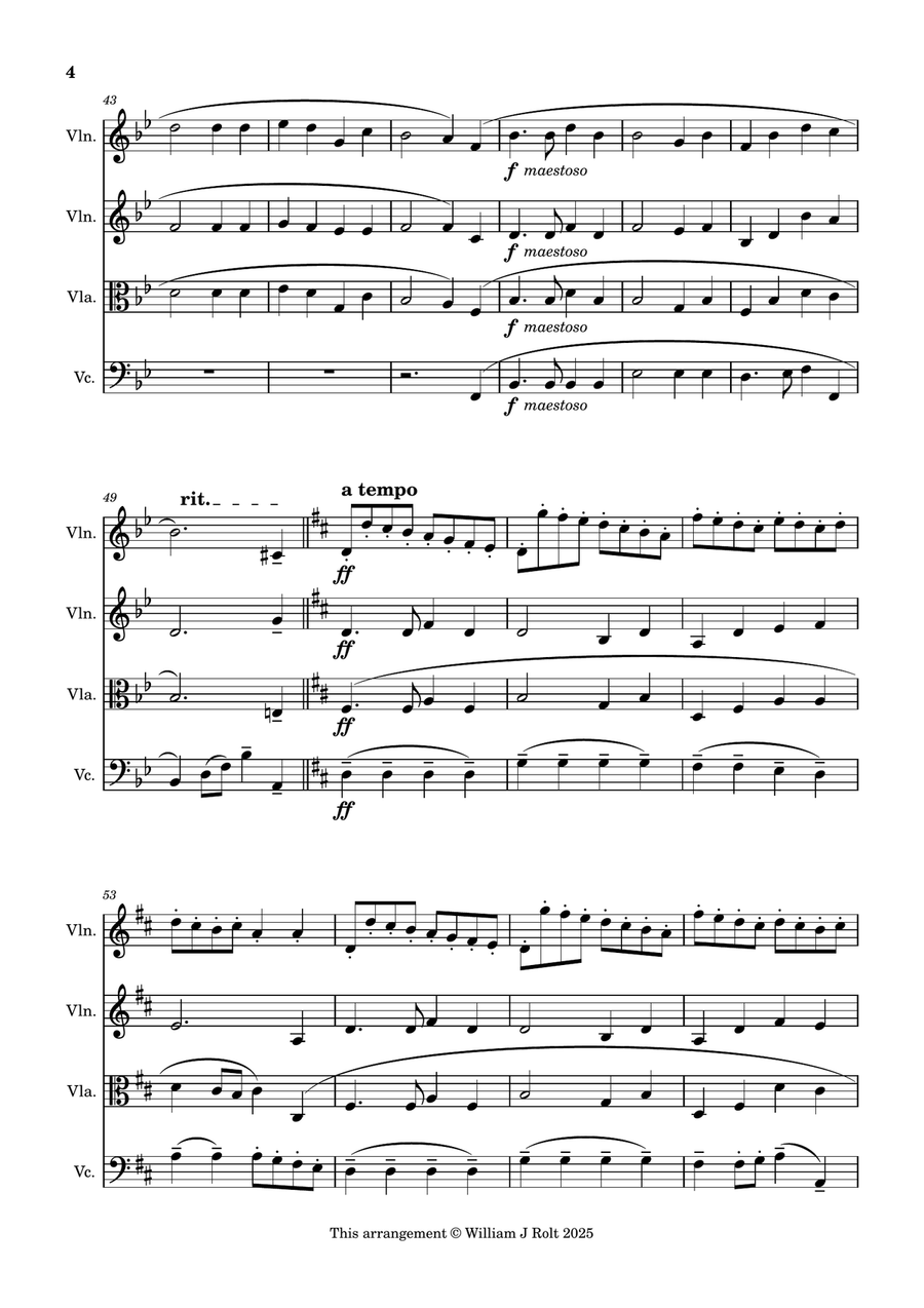 Stand up, stand up for Jesus (for string quartet) String Quartet scores gallery preview page 4