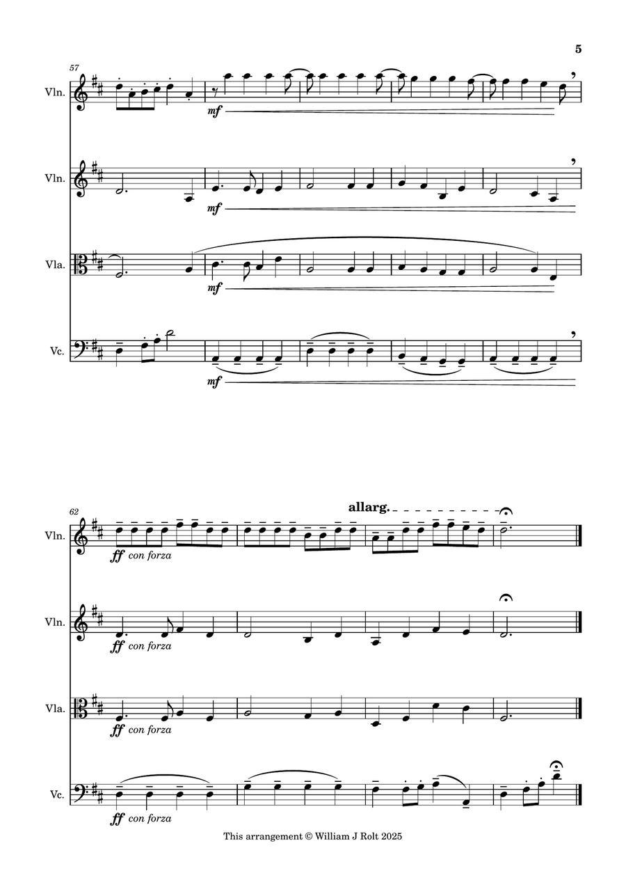Stand up, stand up for Jesus (for string quartet) String Quartet scores gallery preview page 5
