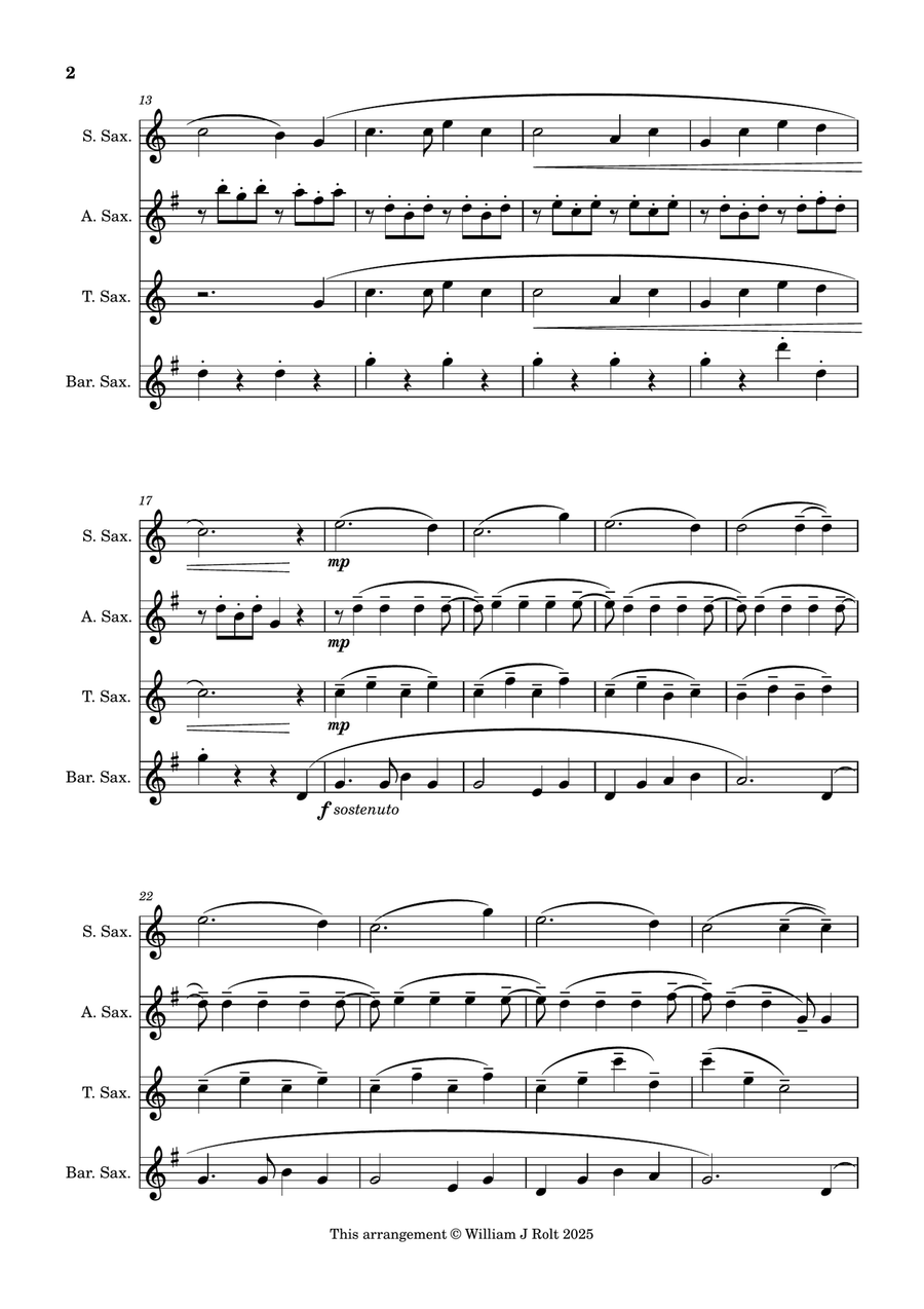 Stand up, stand up for Jesus (for saxophone quartet) Saxophone Quartet scores gallery preview page 2