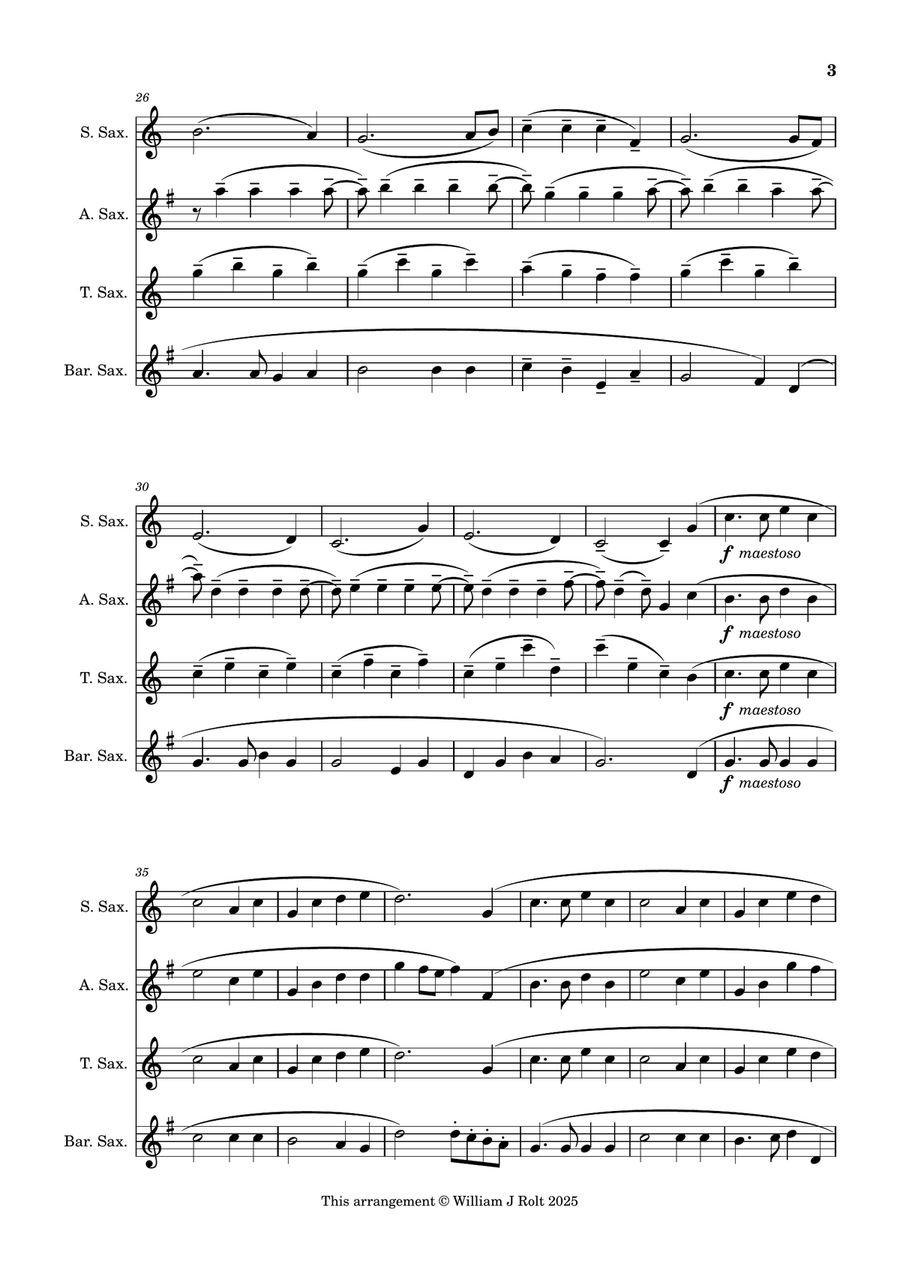 Stand up, stand up for Jesus (for saxophone quartet) Saxophone Quartet scores gallery preview page 3