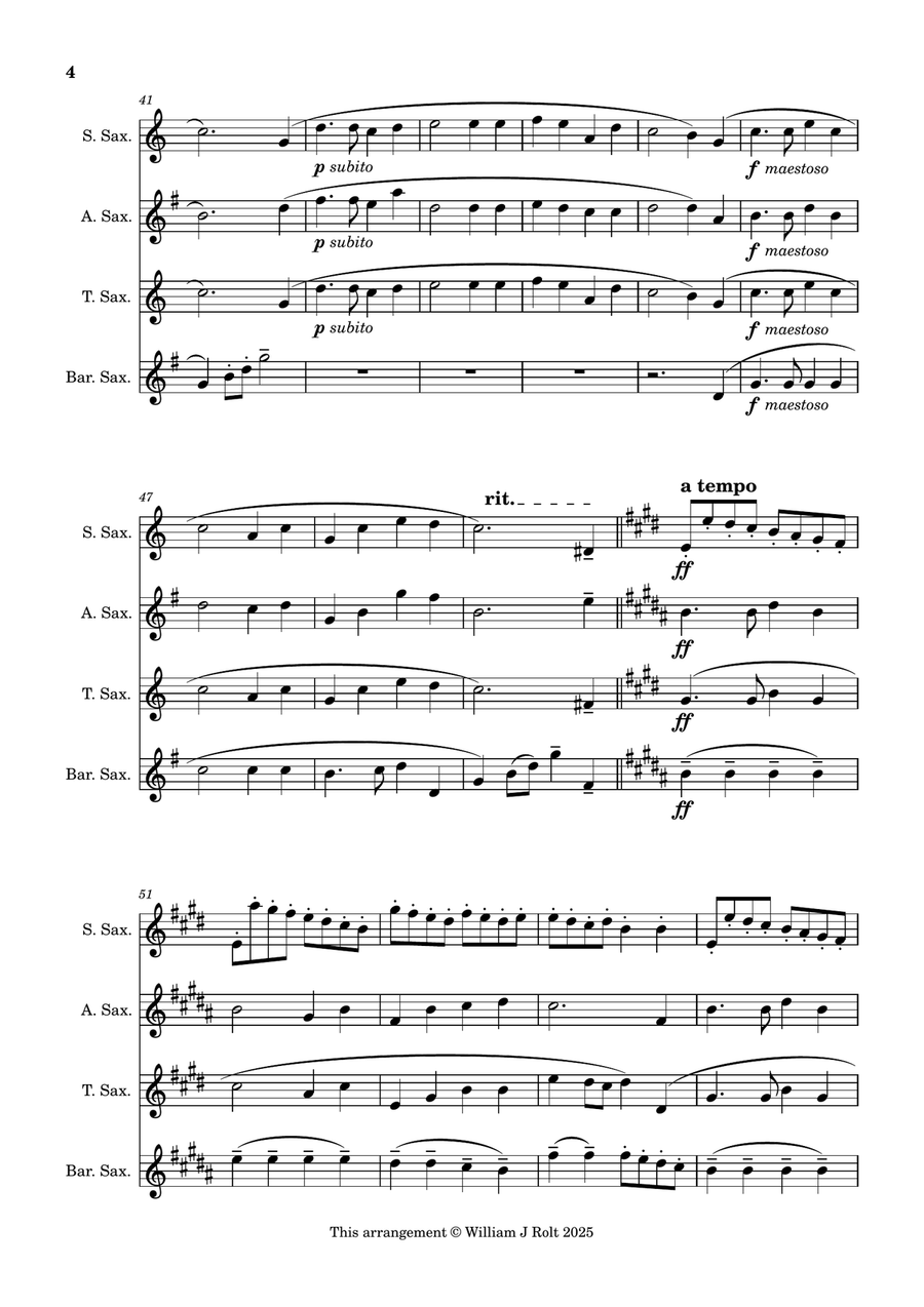 Stand up, stand up for Jesus (for saxophone quartet) Saxophone Quartet scores gallery preview page 4