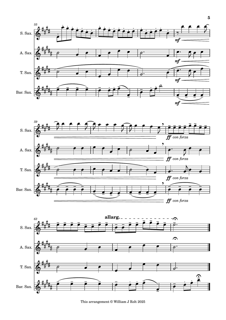 Stand up, stand up for Jesus (for saxophone quartet) Saxophone Quartet scores gallery preview page 5