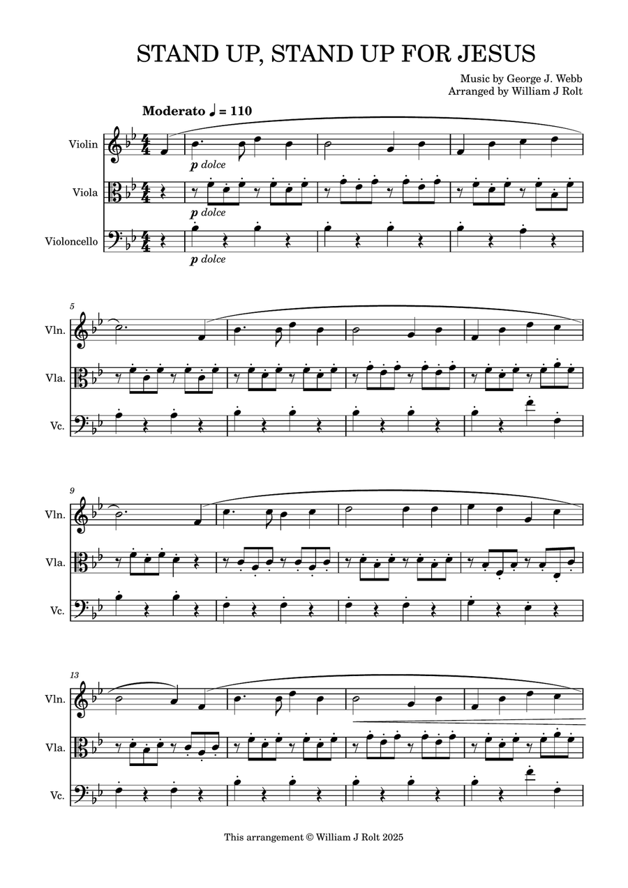 Stand up, stand up for Jesus (for string trio) String Trio scores gallery preview page 1