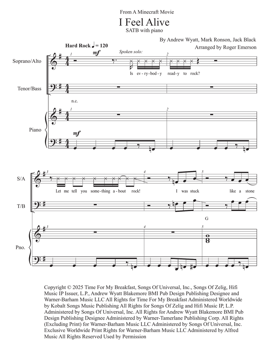 I Feel Alive I Feel Alive 4-Part scores gallery preview page 1