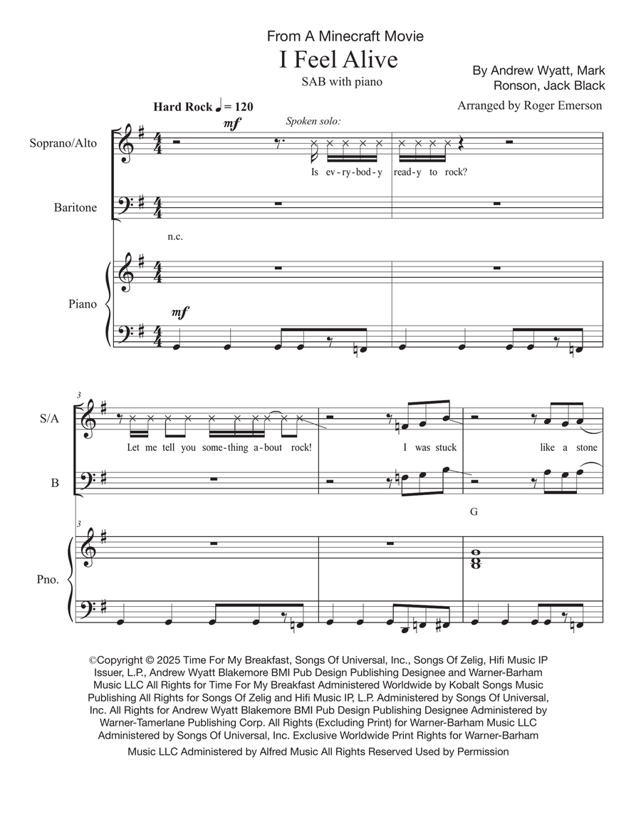 I Feel Alive I Feel Alive 3-Part scores gallery preview page 1