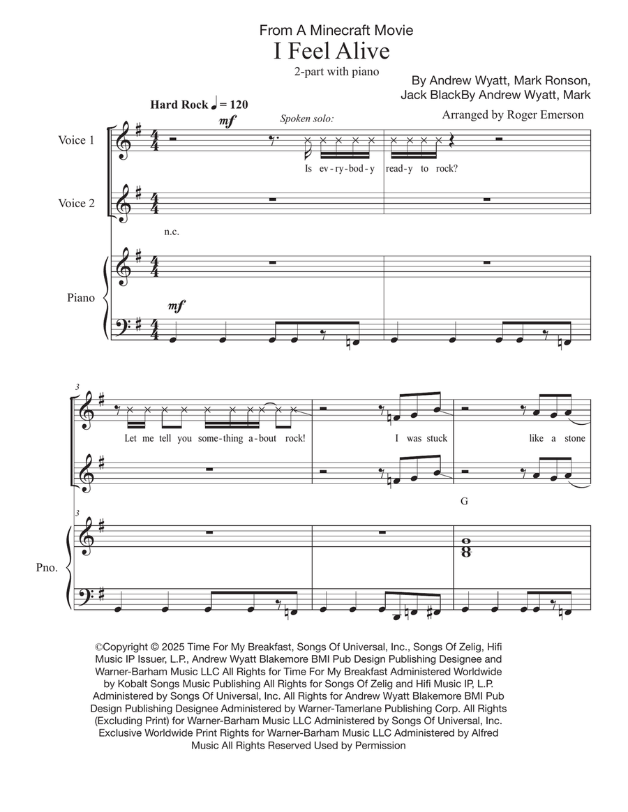 I Feel Alive I Feel Alive 2-Part scores gallery preview page 1