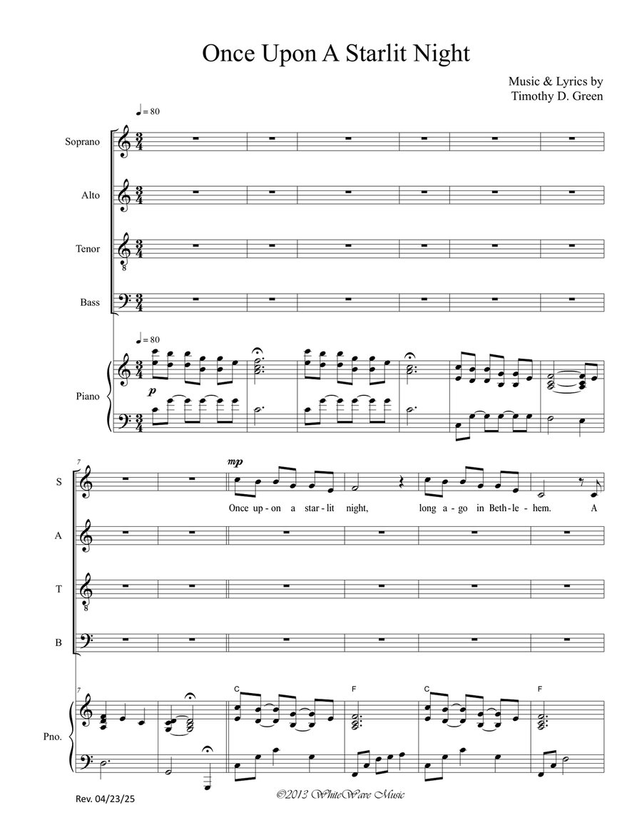 Once Upon A Starlit Night (SATB) 4-Part scores gallery preview page 2