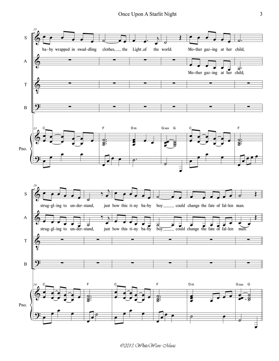 Once Upon A Starlit Night (SATB) 4-Part scores gallery preview page 3