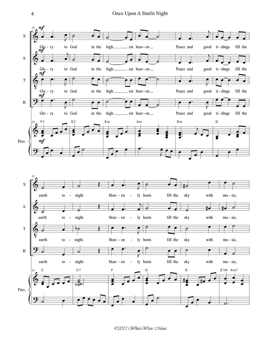 Once Upon A Starlit Night (SATB) 4-Part scores gallery preview page 4