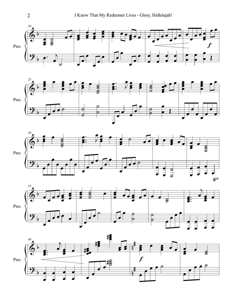 I Know That My Redeemer Lives - Glory, Hallelujah! Piano Solo scores gallery preview page 2