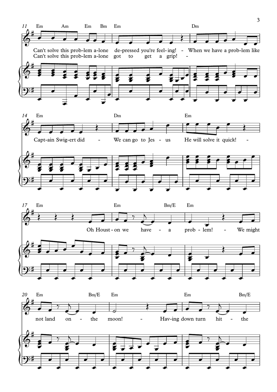 Houston We Have a Problem! Piano, Vocal scores gallery preview page 3
