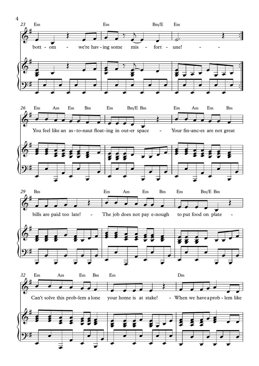 Houston We Have a Problem! Piano, Vocal scores gallery preview page 4