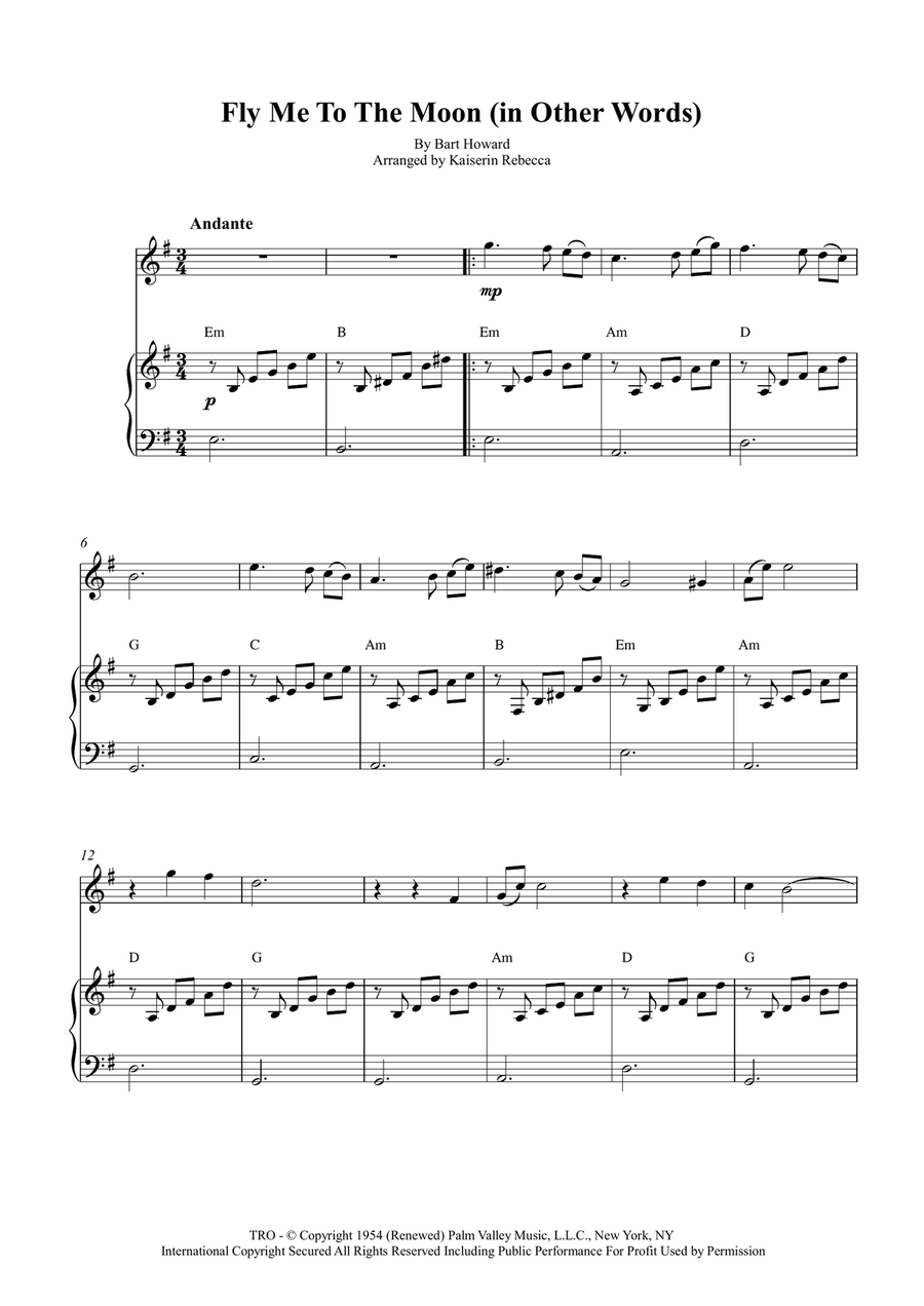 Fly Me To The Moon (In Other Words) Flute Solo scores gallery preview page 1