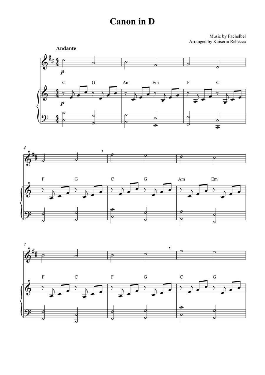 Canon in D Canon in D B-Flat Trumpet scores gallery preview page 1