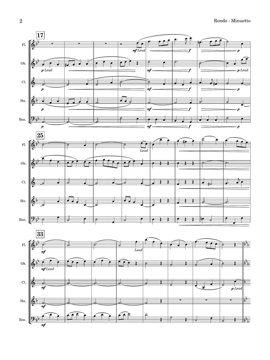 John WARRINER | Rondo Minuetto | for Wind Quintet Woodwind Quintet scores gallery preview page 6