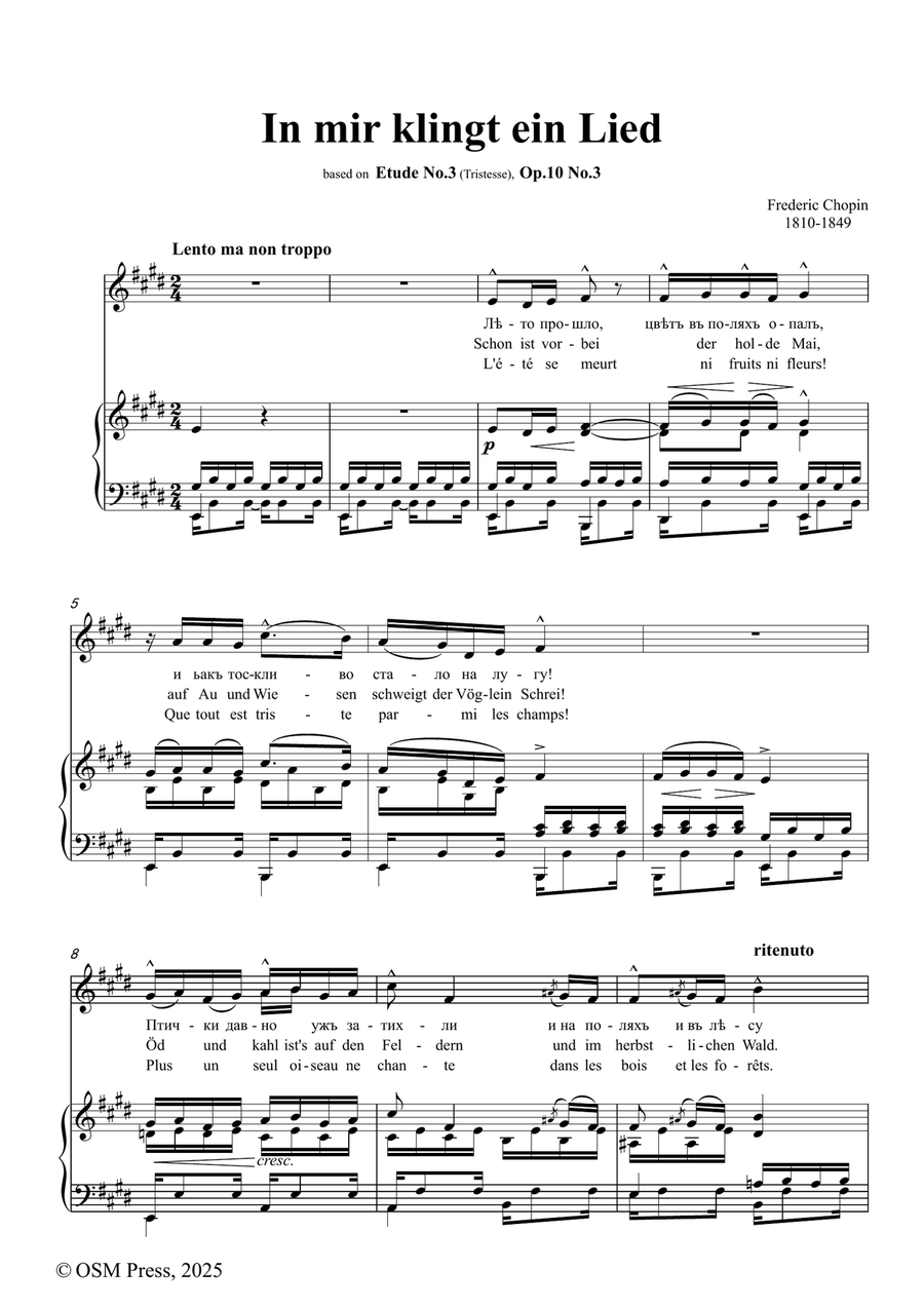 Chopin-In mir klingt ein Lied,in E Major,Op.10 No.3 Piano, Vocal scores gallery preview page 2