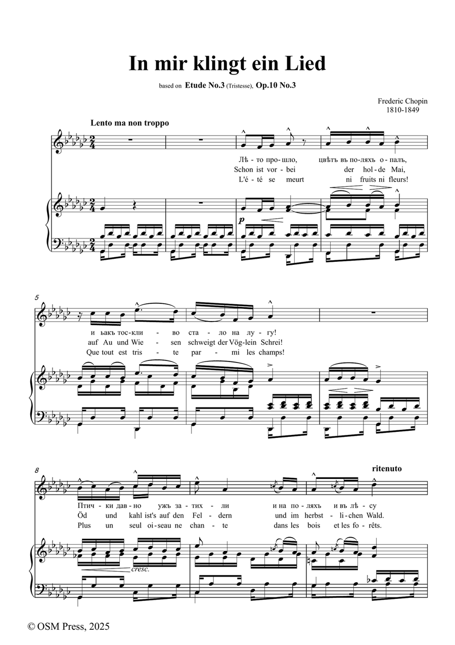 Chopin-In mir klingt ein Lied,in G flat Major,Op.10 No.3 Piano, Vocal scores gallery preview page 2