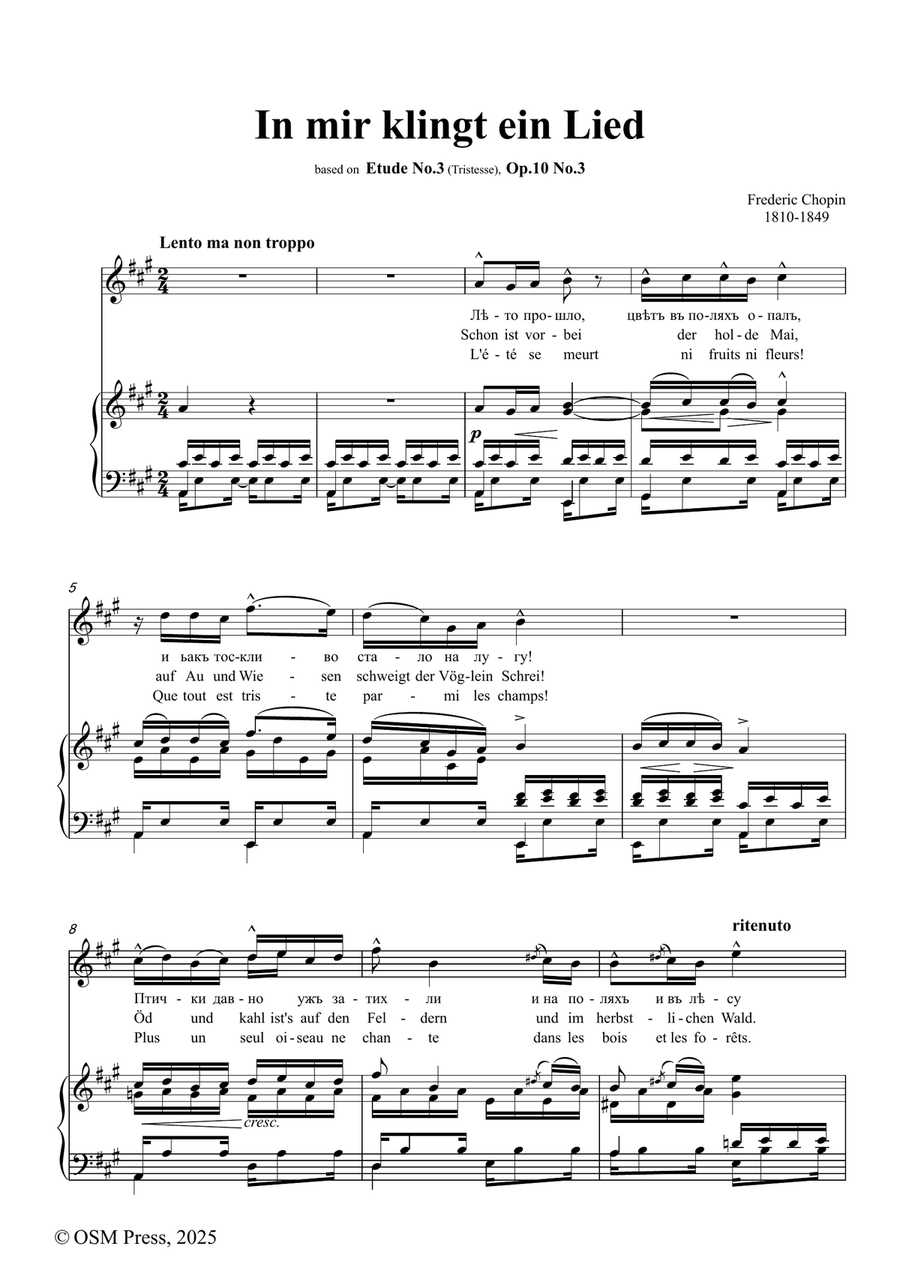 Chopin-In mir klingt ein Lied,in A Major,Op.10 No.3 Piano, Vocal scores gallery preview page 2