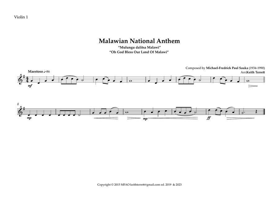 Malawian National Anthem for String Orchestra (World National Anthem Series) String Orchestra scores gallery preview page 4