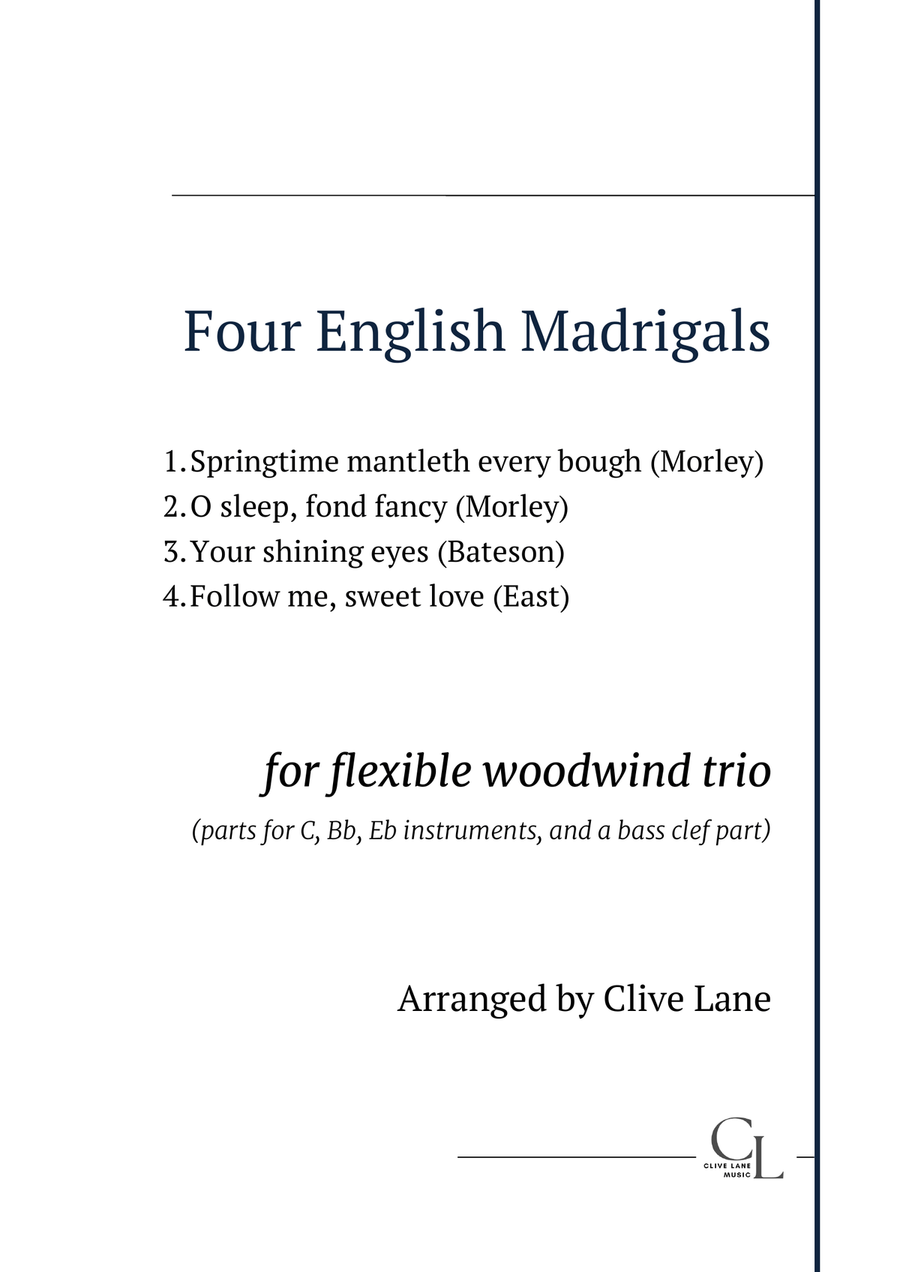 Four English Madrigals for flexible woodwind trio Woodwind Trio scores gallery preview page 1