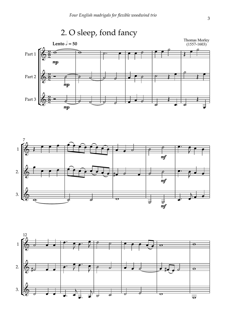 Four English Madrigals for flexible woodwind trio Woodwind Trio scores gallery preview page 5
