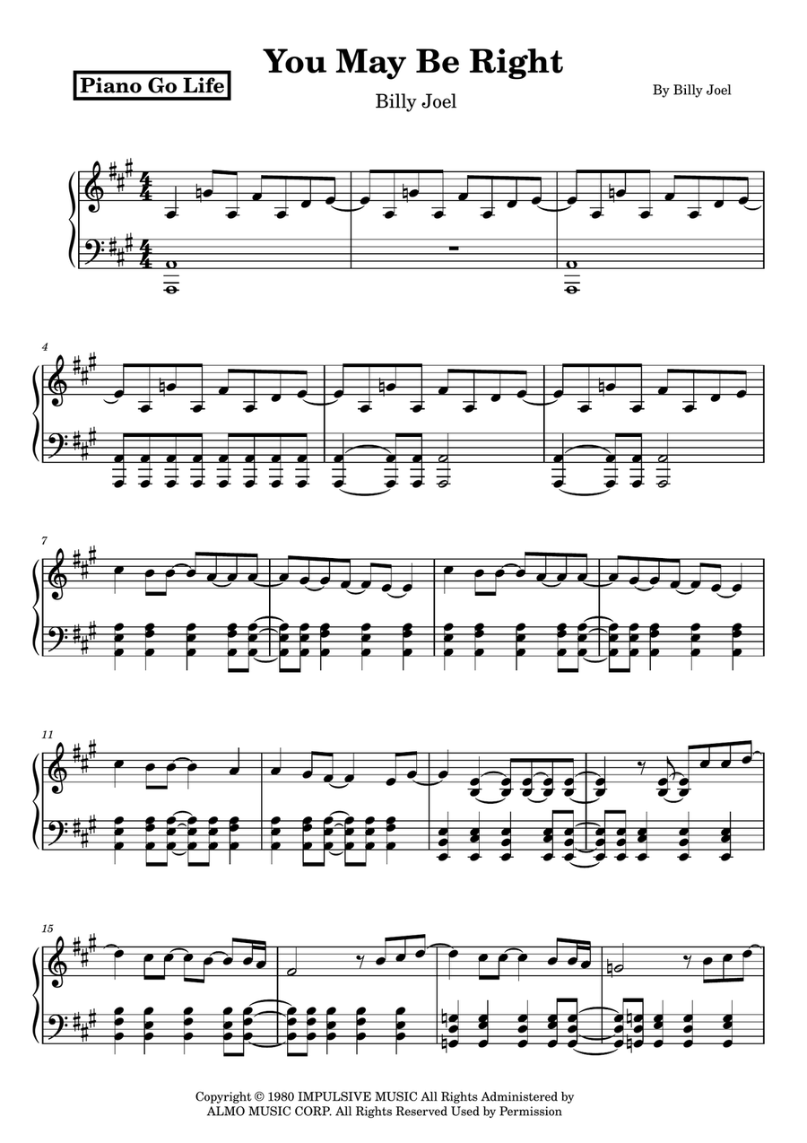 You May Be Right You May Be Right Piano Solo scores gallery preview page 1