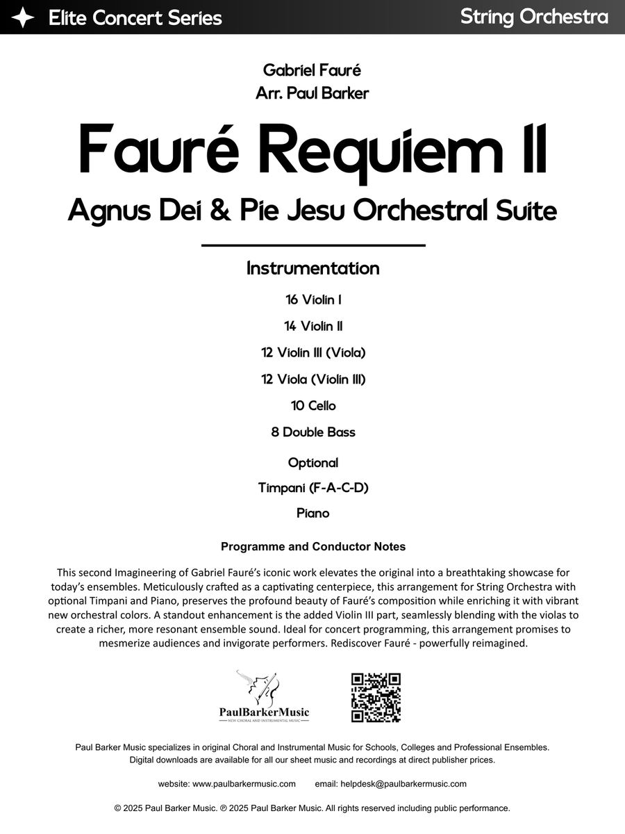 Faure Requiem II: Agnus Dei & Pie Jesu Orchestral Suite String Orchestra scores gallery preview page 2