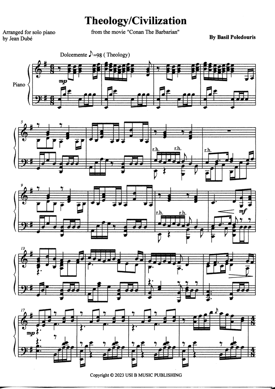 Theology / Civilization Theology / Civilization Piano Solo scores gallery preview page 1