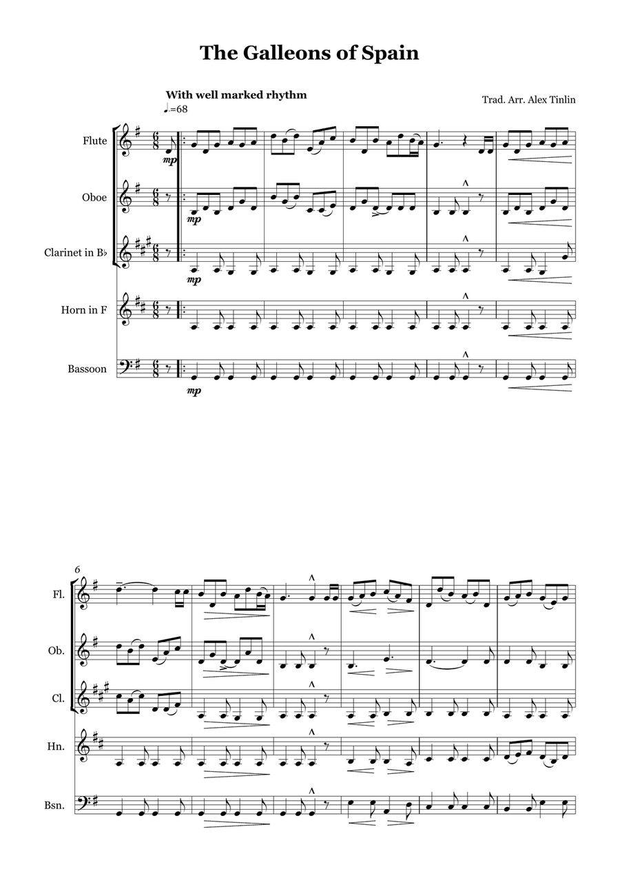 The Galleons of Spain The Galleons of Spain Woodwind Quintet scores gallery preview page 2