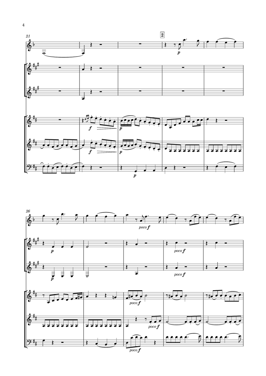 Dimmler - Sextet in D major, for Clarinet, 2 Horns, 2 Violins & Violoncello Small Ensemble scores gallery preview page 4