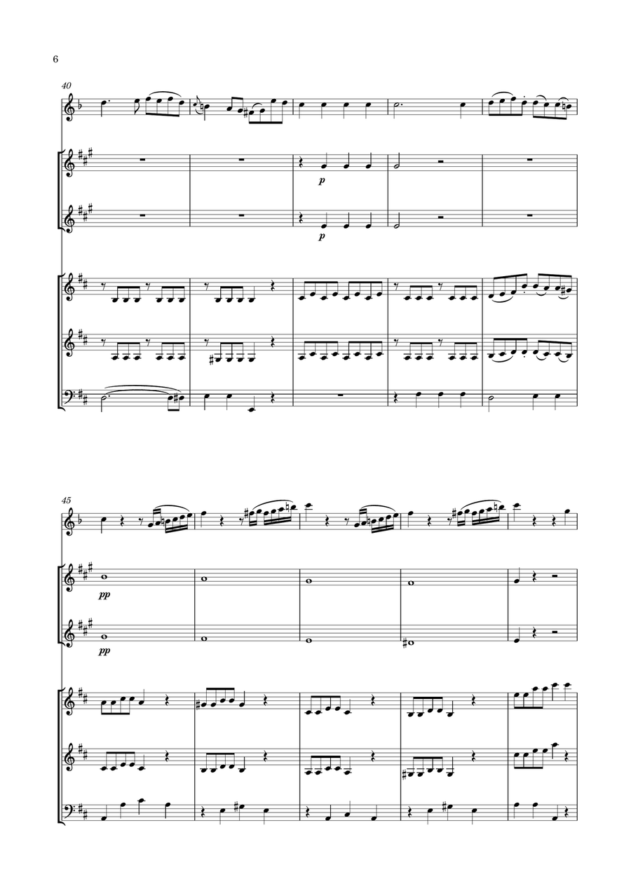 Dimmler - Sextet in D major, for Clarinet, 2 Horns, 2 Violins & Violoncello Small Ensemble scores gallery preview page 6