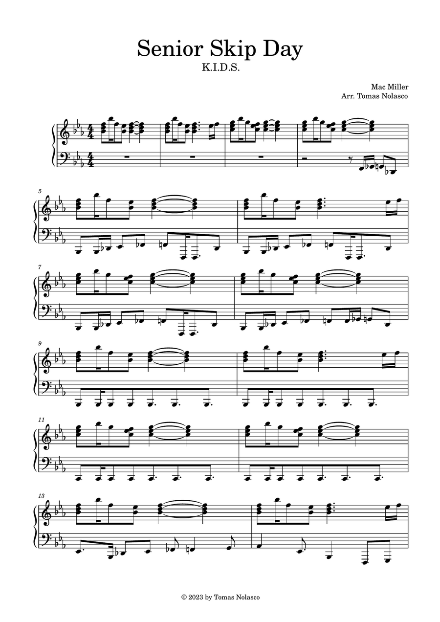 Senior Skip Day Senior Skip Day Easy Piano scores gallery preview page 1