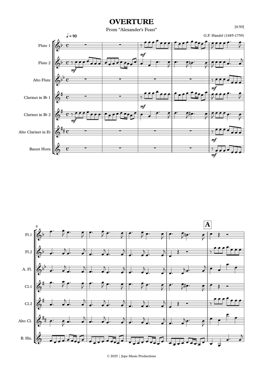 Overture to Alexander’s Feast Woodwind Ensemble scores gallery preview page 1