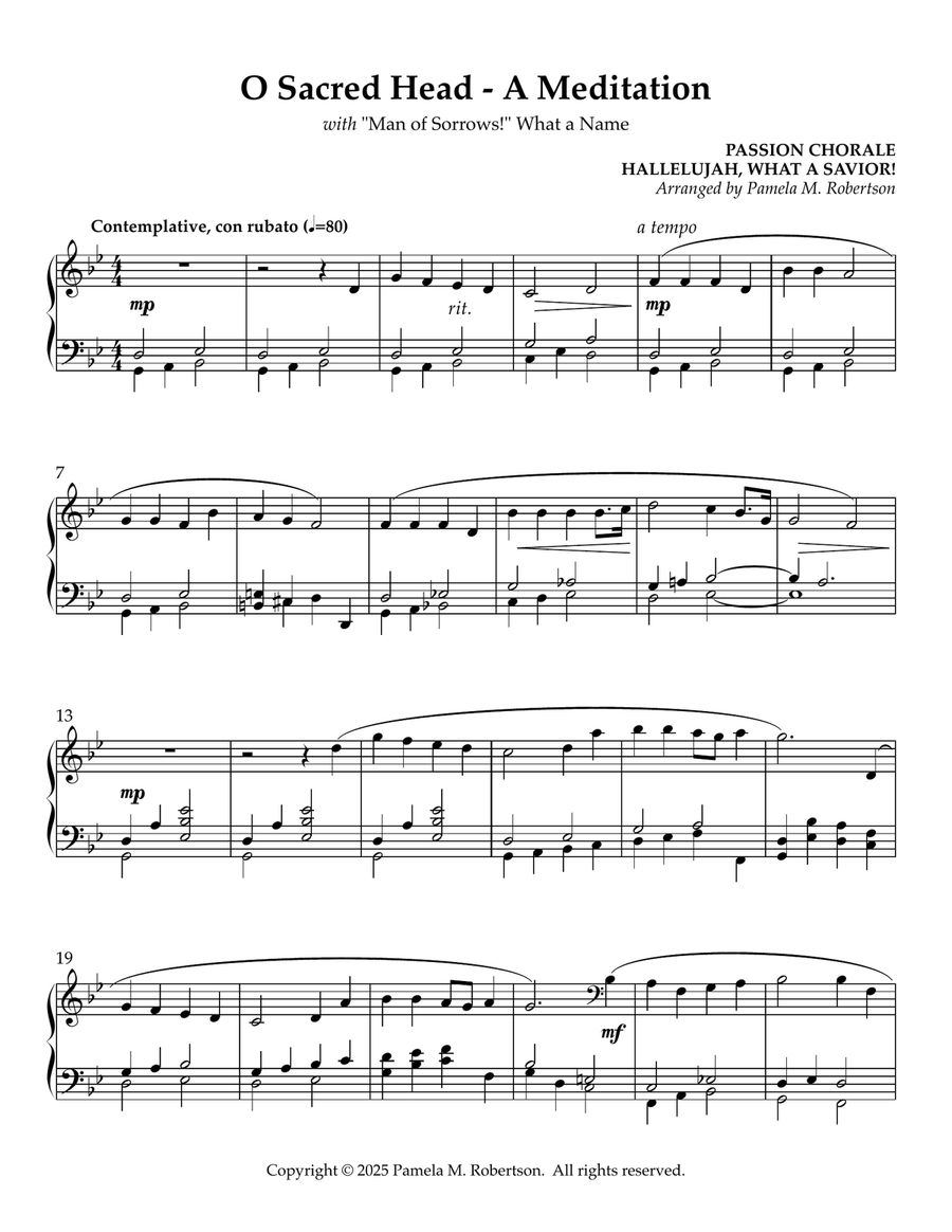 O Sacred Head - A Meditation Piano Solo scores gallery preview page 1