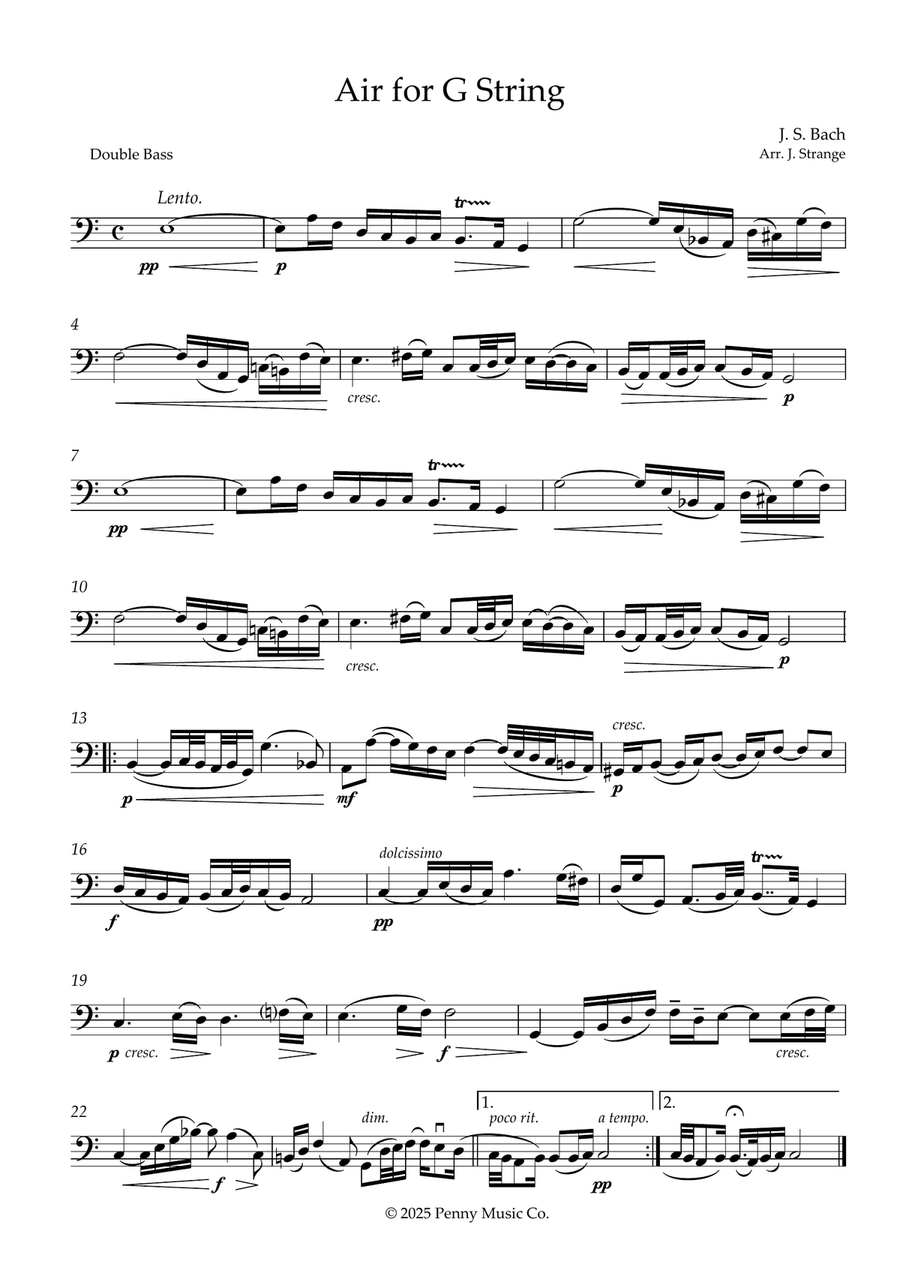 Air for G String Air for G String Double Bass scores gallery preview page 1