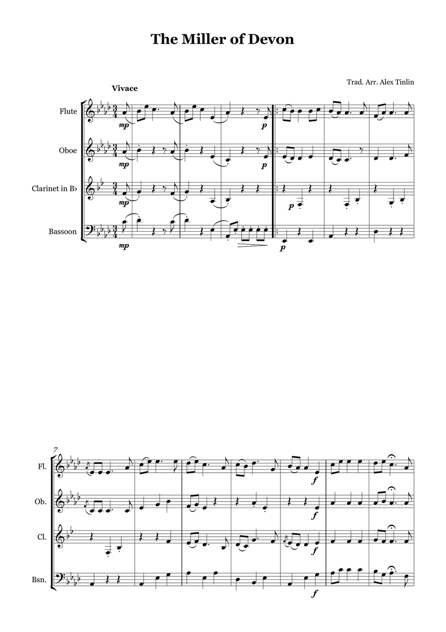 The Miller of Devon The Miller of Devon Woodwind Quartet scores gallery preview page 2