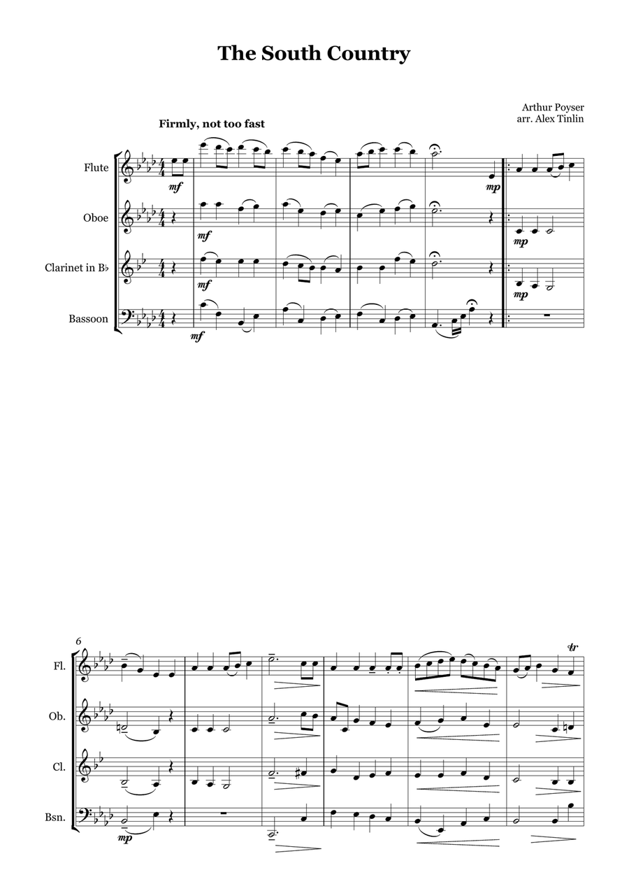 The South Country The South Country Woodwind Quartet scores gallery preview page 2