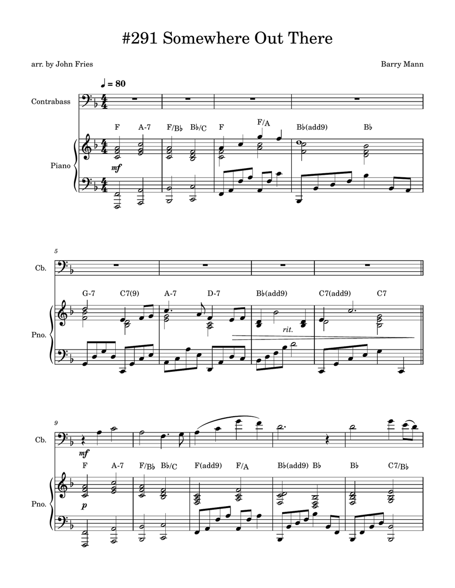 Somewhere Out There Double Bass scores gallery preview page 1