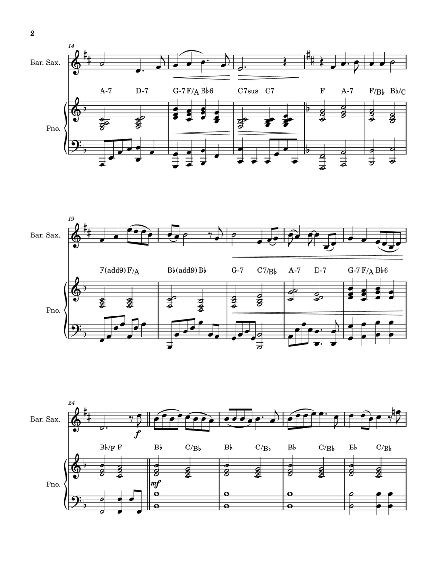 Somewhere Out There Baritone Saxophone scores gallery preview page 2