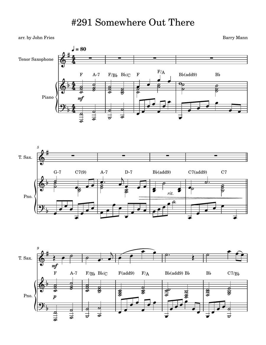 Somewhere Out There Tenor Saxophone scores gallery preview page 1