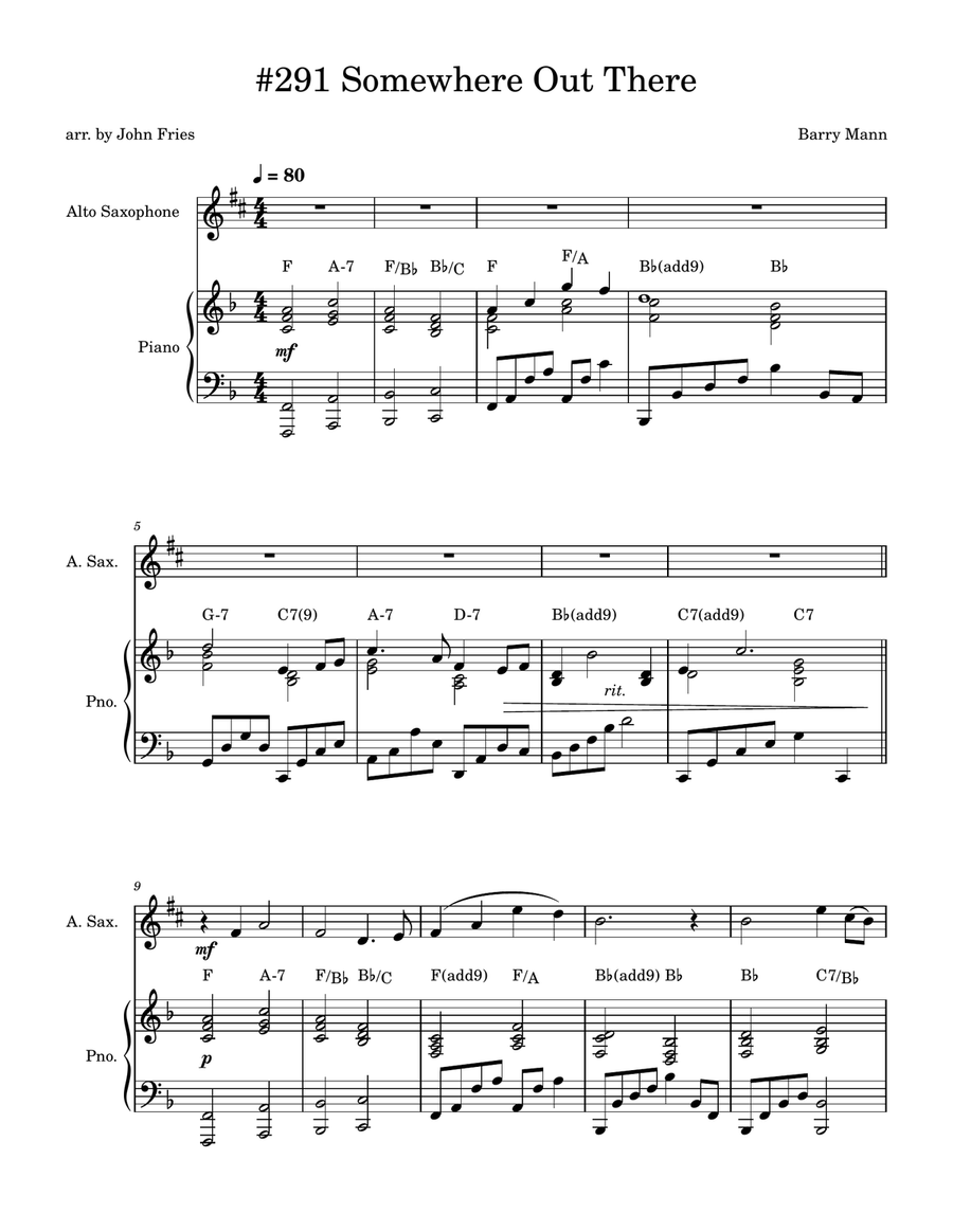 Somewhere Out There Alto Saxophone scores gallery preview page 1