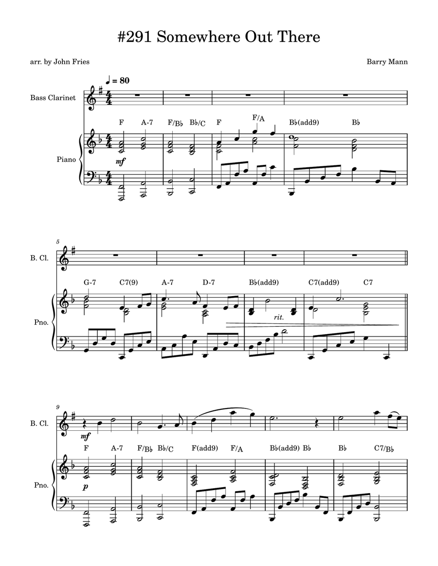 Somewhere Out There Clarinet Solo scores gallery preview page 1