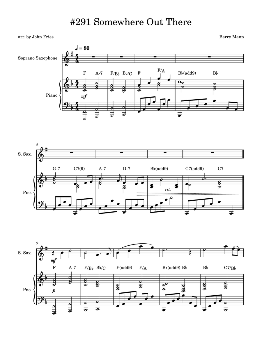 Somewhere Out There Soprano Saxophone scores gallery preview page 1