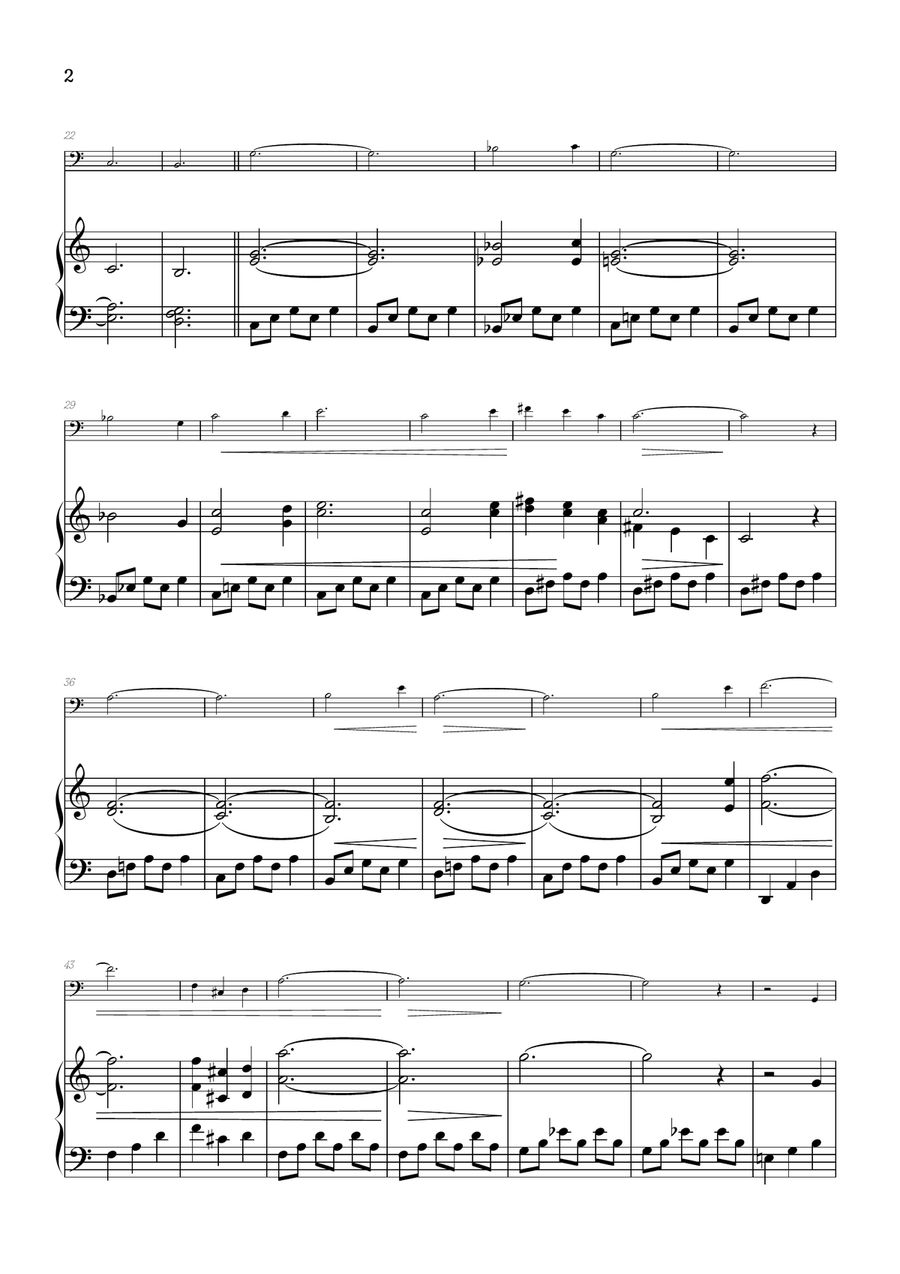 Debussy • Clair de Lune | easy cello sheet music with piano accompaniment Piano scores gallery preview page 2