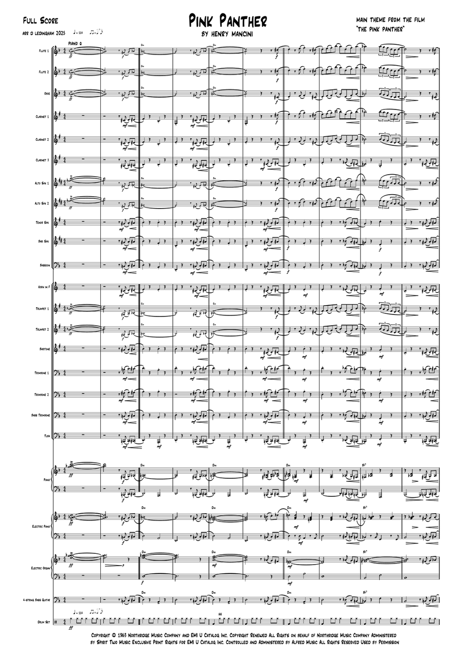 The Pink Panther Concert Band scores gallery preview page 1