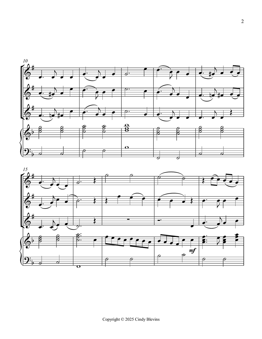 Auld Lang Syne, for Three Clarinets and Piano Small Ensemble scores gallery preview page 3
